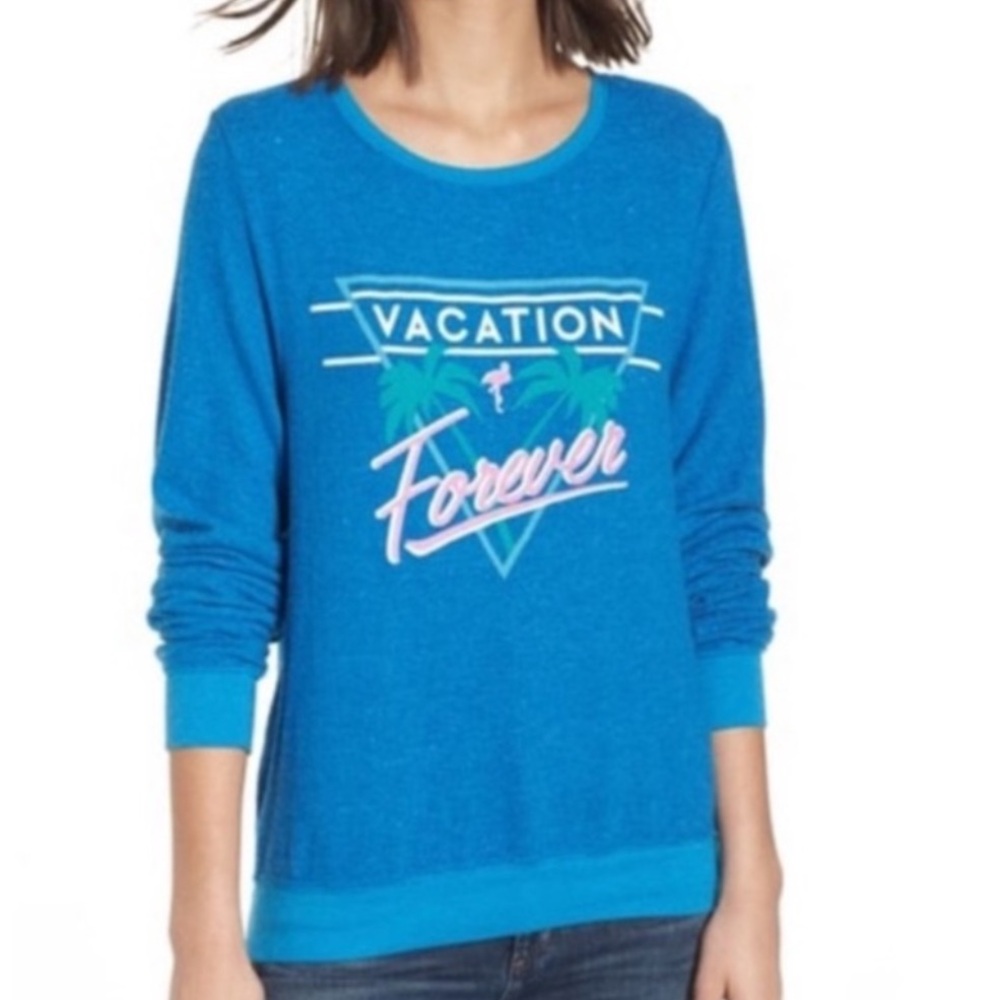Dream Scene “Vacation Forever” Light/Cobalt Blue Pullover Size L